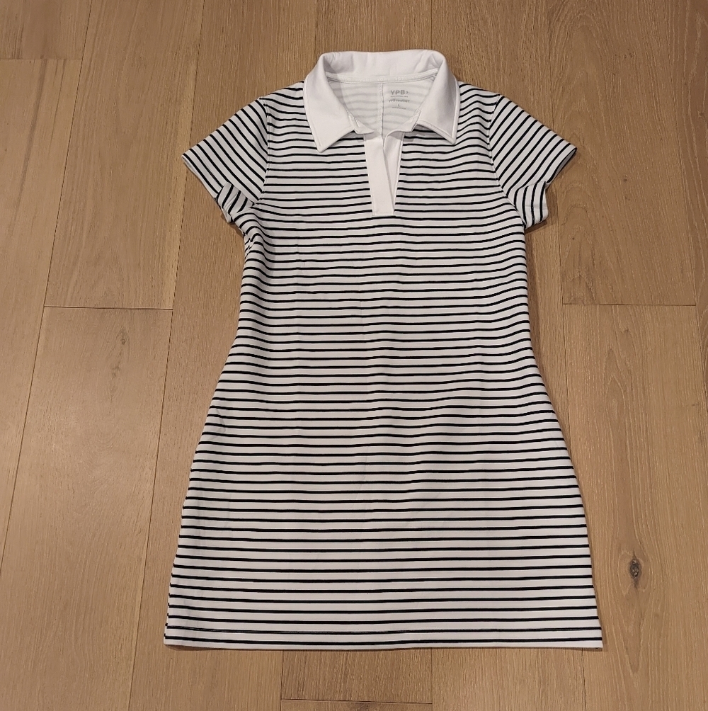 Striped Black and White Polo Dress - Picture 1 of 6